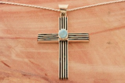Genuine Golden Hill Turquoise Sterling Silver Cross Pendant